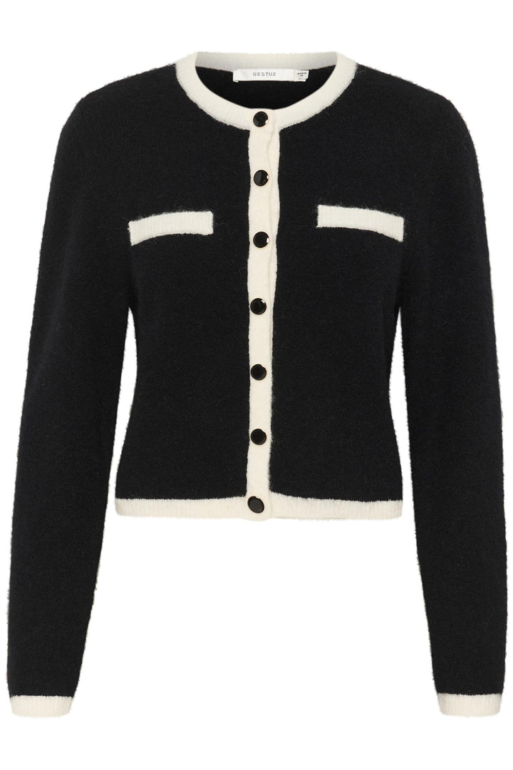 GZALPHA LS CONTRAST CARDIGAN  Ivory/Black Comb