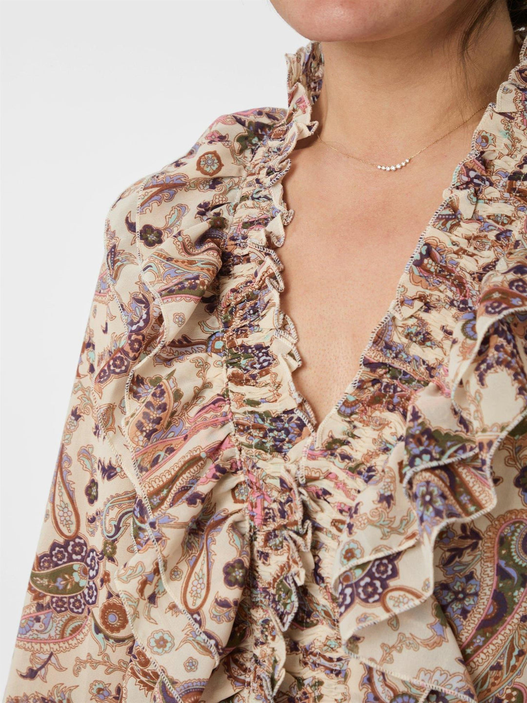 Ivey Art Paisely Blouse  Creme