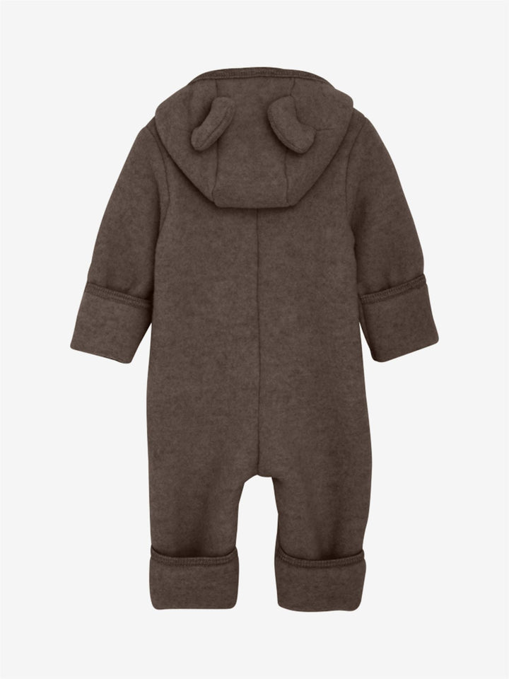 Pram Suit Ears Wool Fleece (S)  Brown Melange