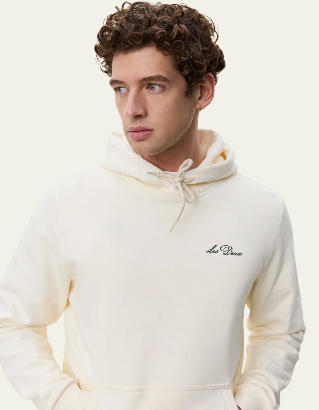 Signature Print Hoodie  Light Ivory