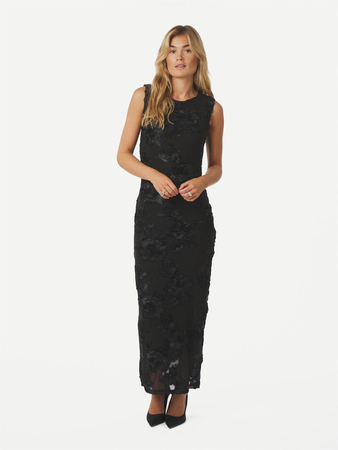 TIRANNA BIG FLOWER MESH DRESS  Black
