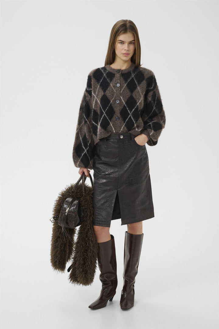 Sida Multi Cardigan  Black/Chestnut/Ivory