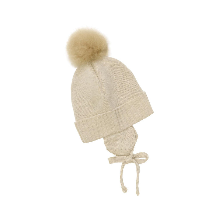 Bonnet Wool Knit Alpaca Pompom  Sand Melange