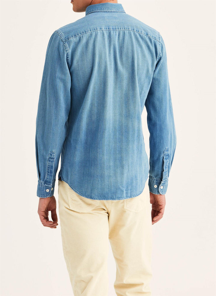 Indigo Herringbone Shirt-Slim Fit  Light Blue