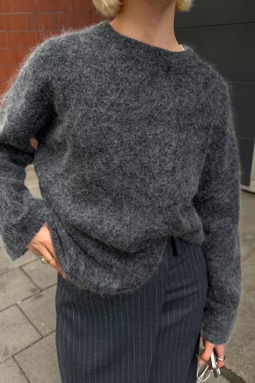 Mireya Knitted Sweater  Dark Grey Melange