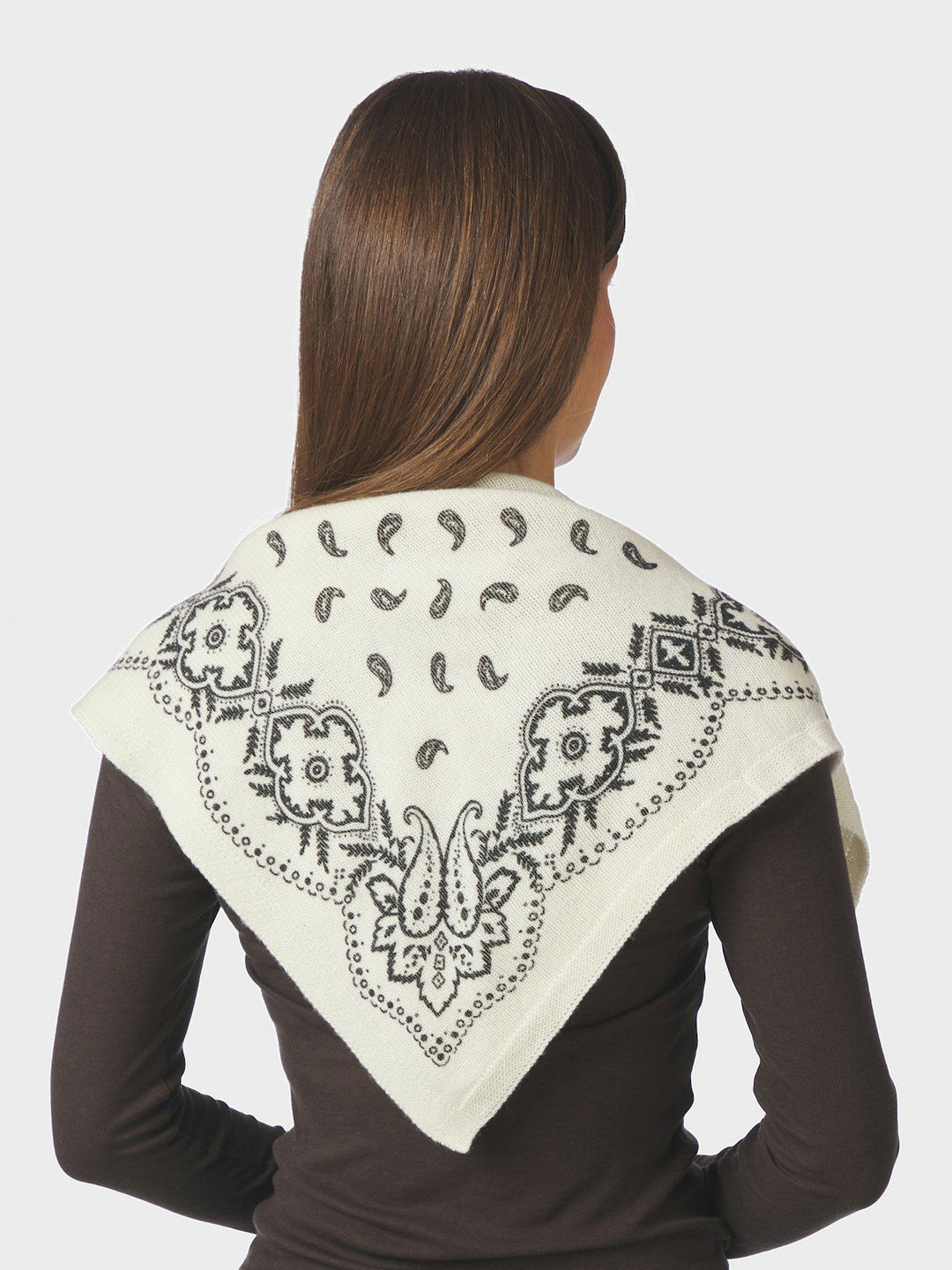 Adelina Paisley Knit Scarf  Off White