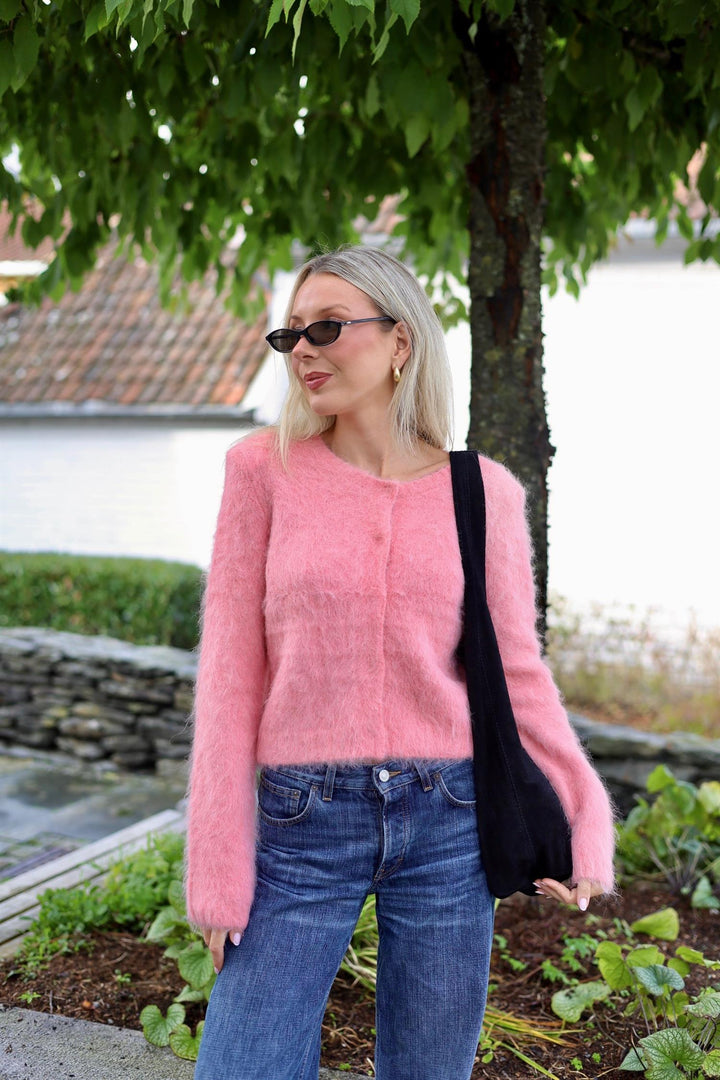 Hairy Knit Jacket  Pink