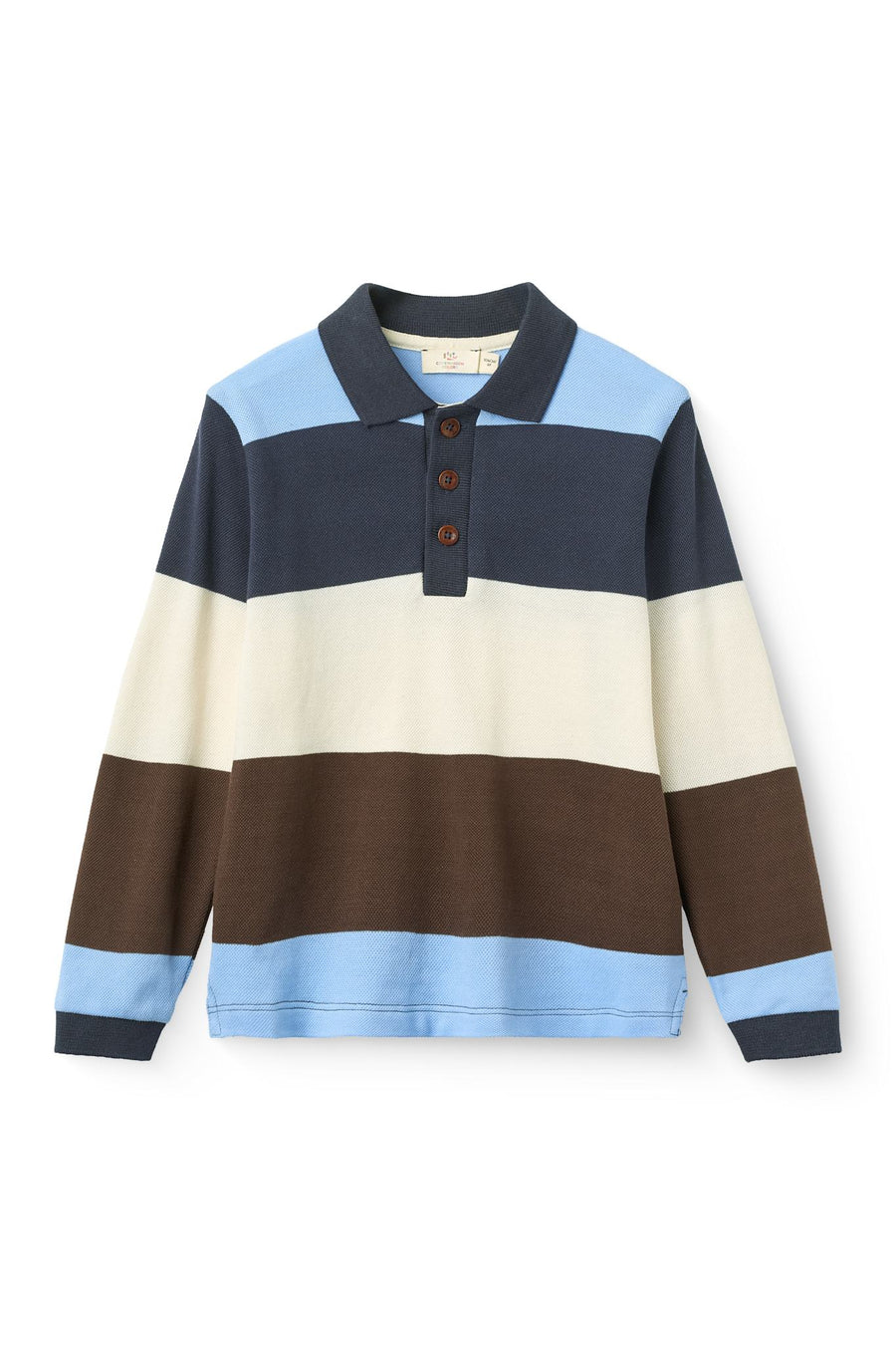 STRIPED PIQUE POLO W. LS  Brown