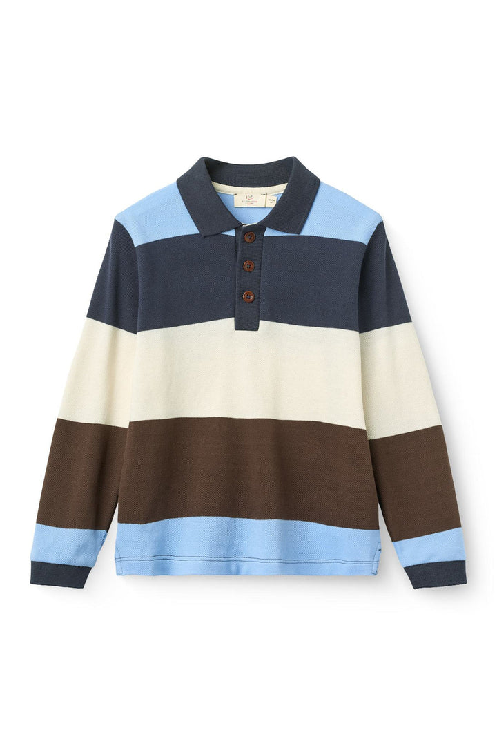 STRIPED PIQUE POLO W. LS  Brown