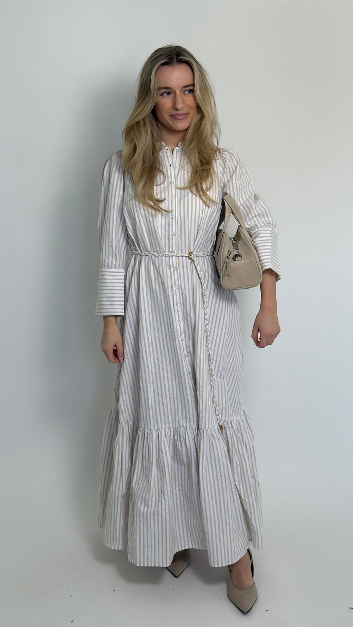 Seersucker Button-Down Dress  Khaki Stripe