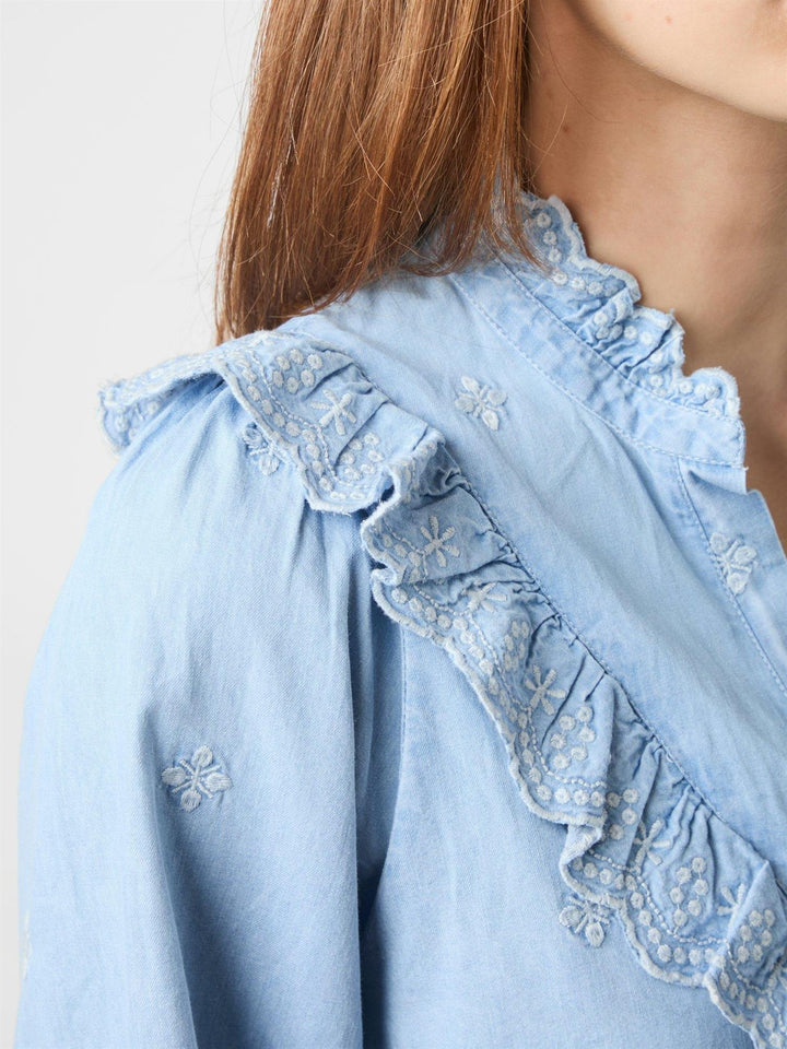 Degas Denim Blouse  Light Blue
