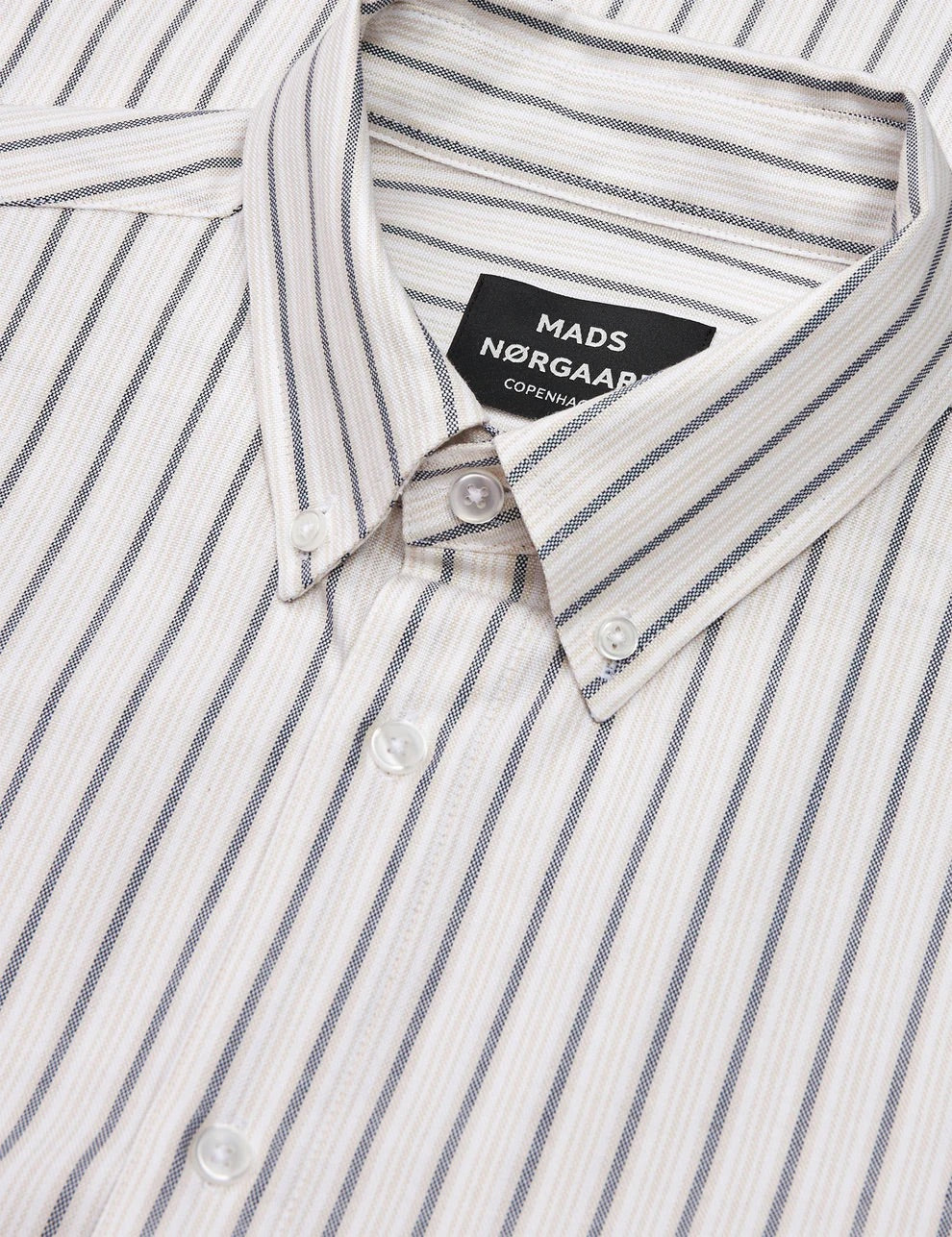 Cotton Oxford Sune Stripe Shirt BD  White/Parisian Night/Rainy Day