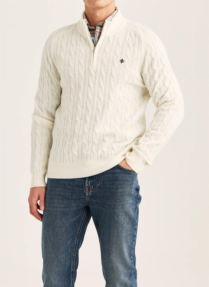 Hertford Cable Half Zip  Off White