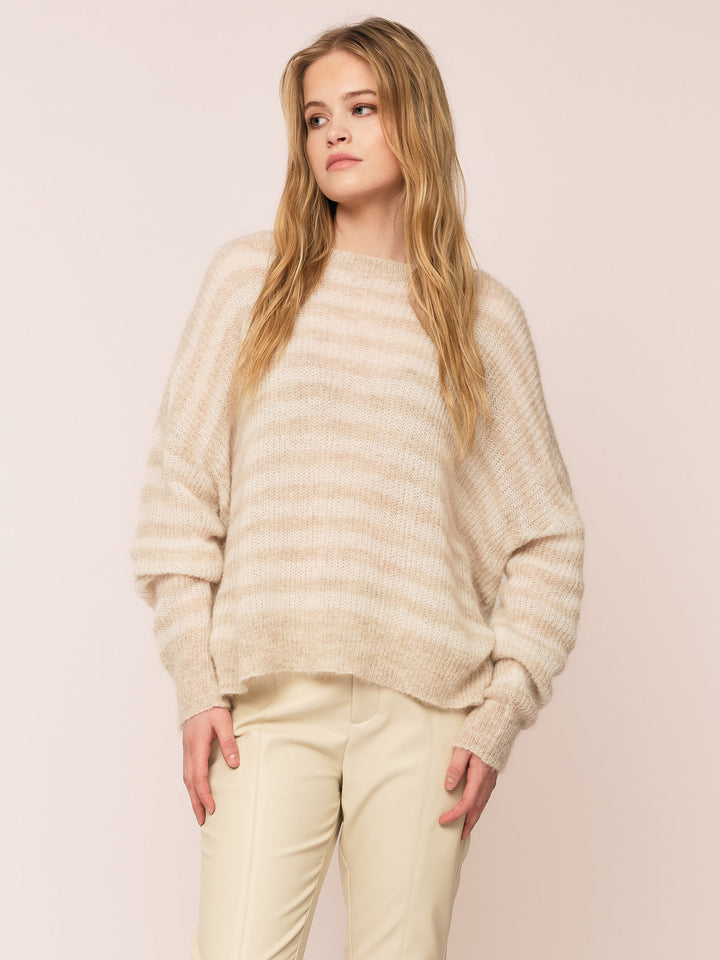 Flora RN Sweater  Beige Stripe