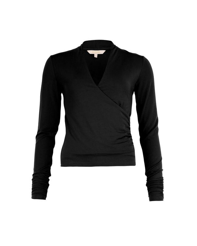 Jersey V-Neck Top  Black