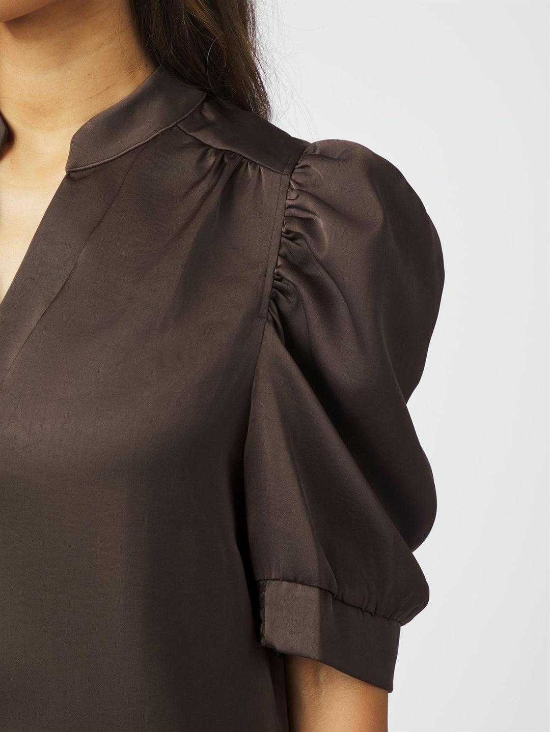 Roella Heavy Sateen Blouse  Dark Brown