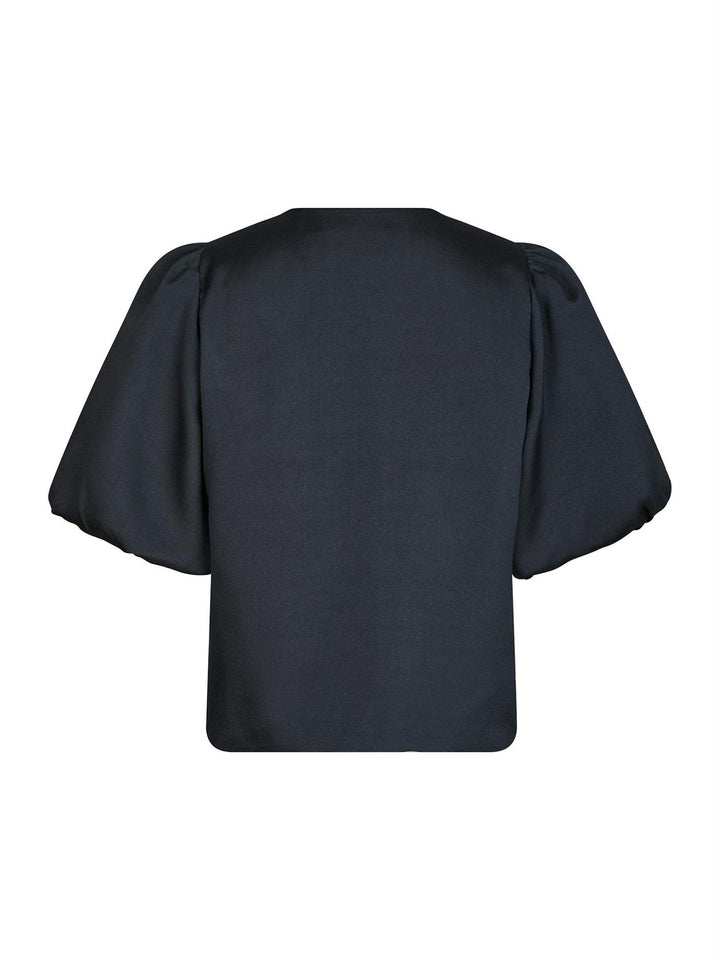 AISA DULL SATIN BLOUSE  Navy