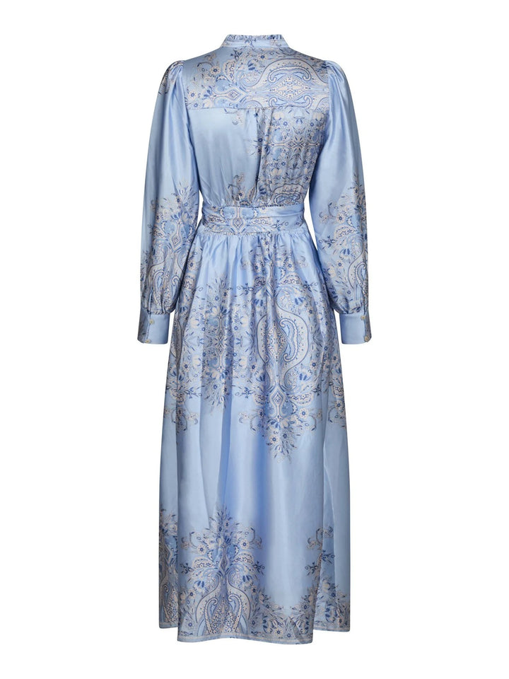 NOVA PAISLEY BORDER DRESS  Light Blue