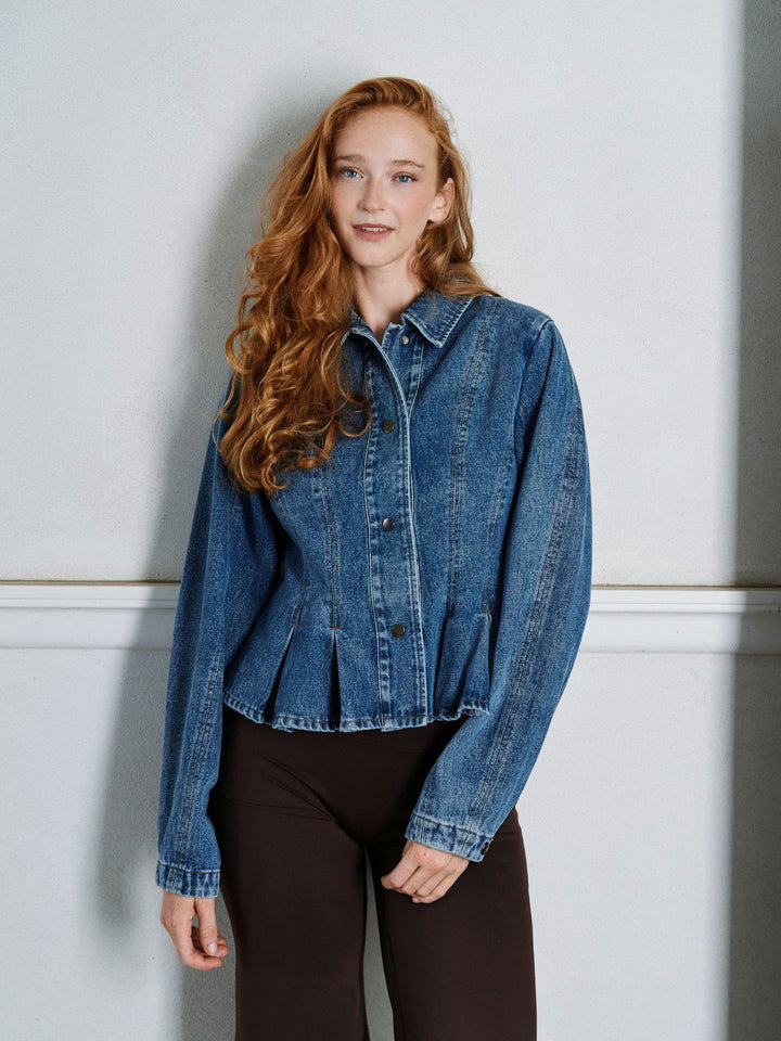 Rivora Denim Peplum Jacket  Blue