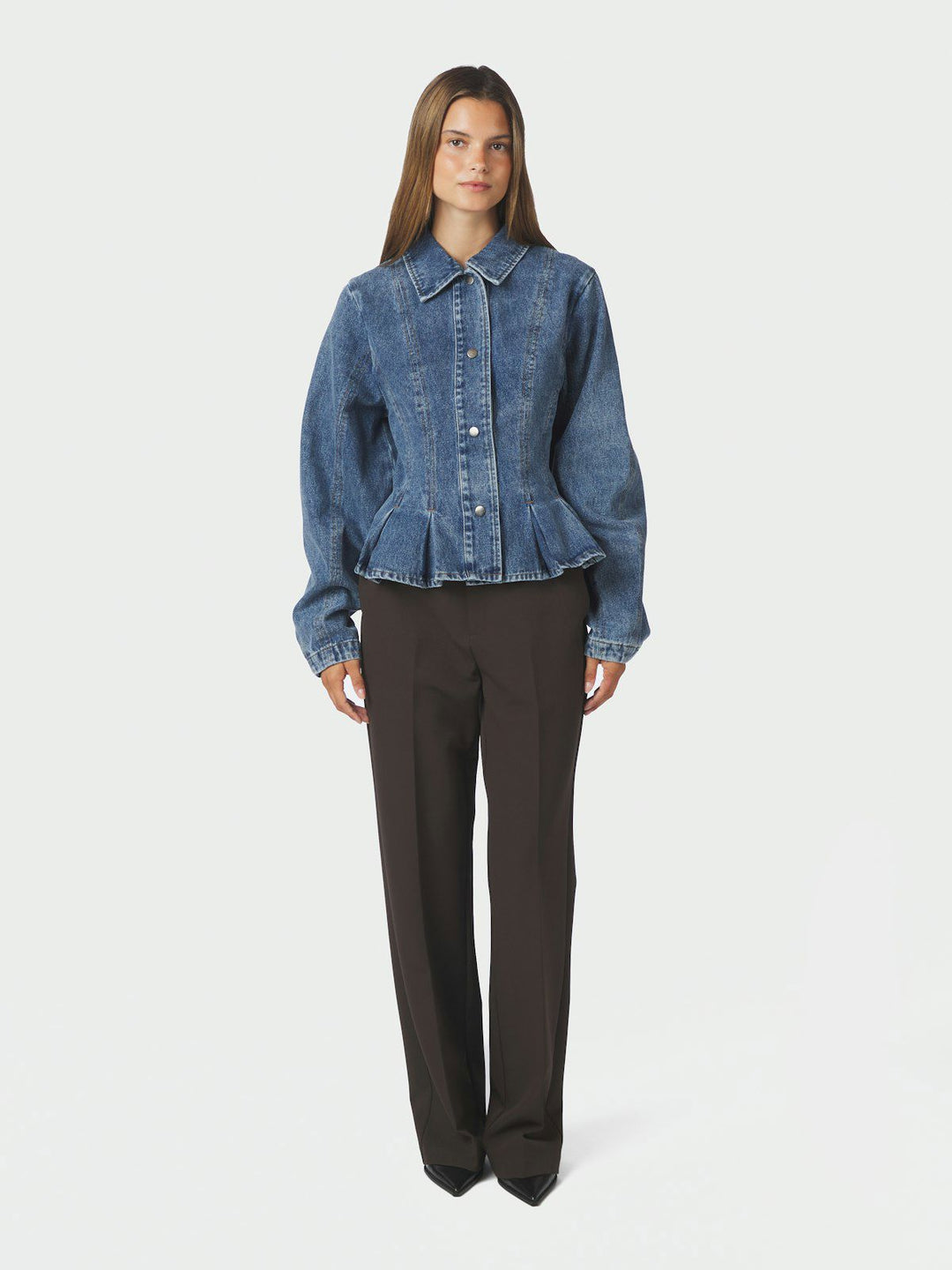 Rivora Denim Peplum Jacket  Blue