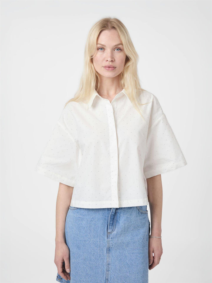 JASIE POPLIN STONE SHIRT  White
