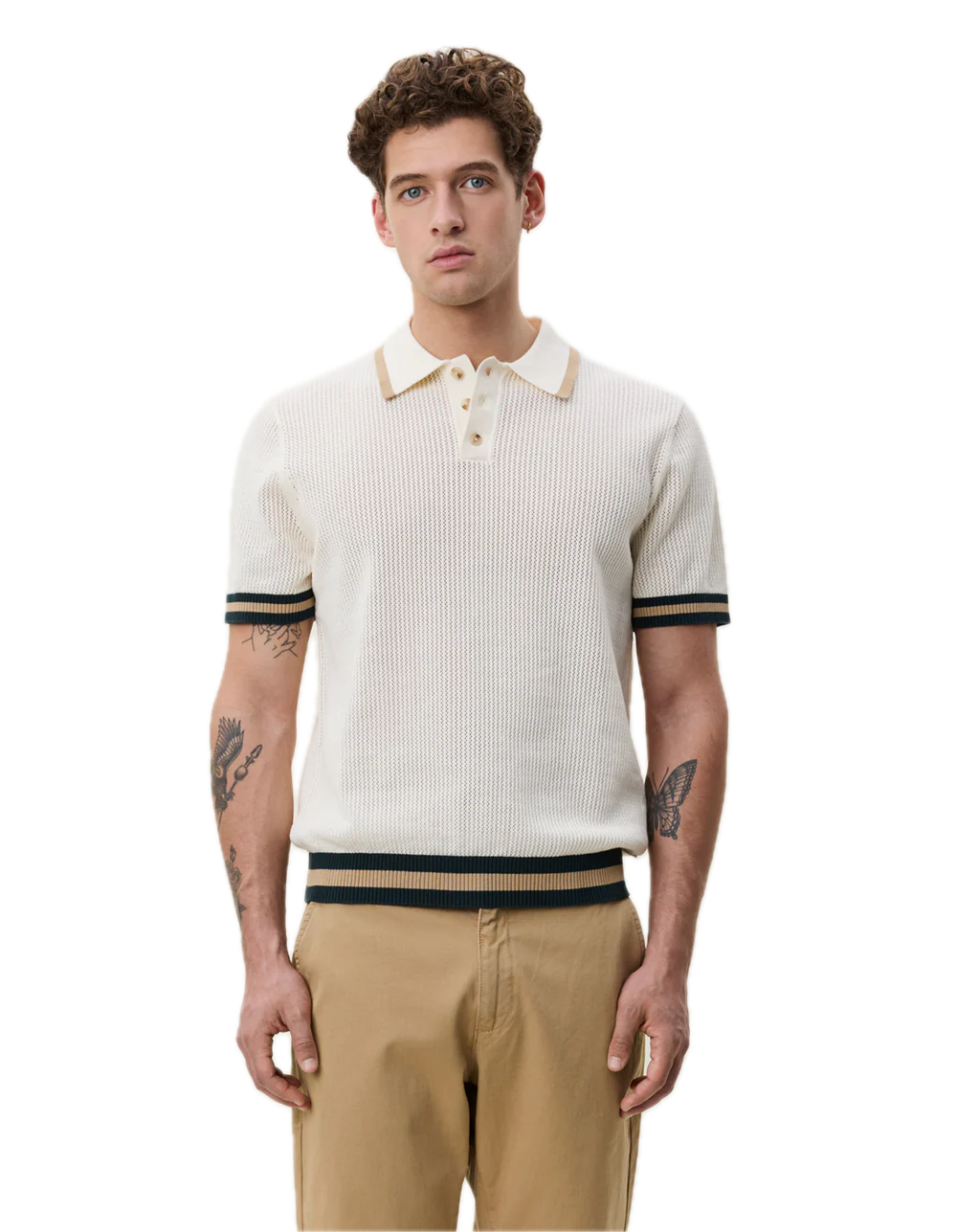 Lace Knitted Polo  Eggnog White