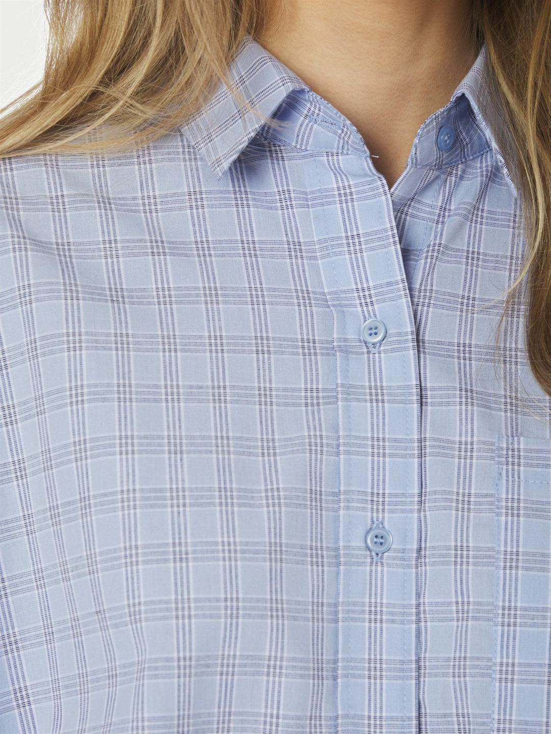 Dalma Triple Check Shirt  Light Blue