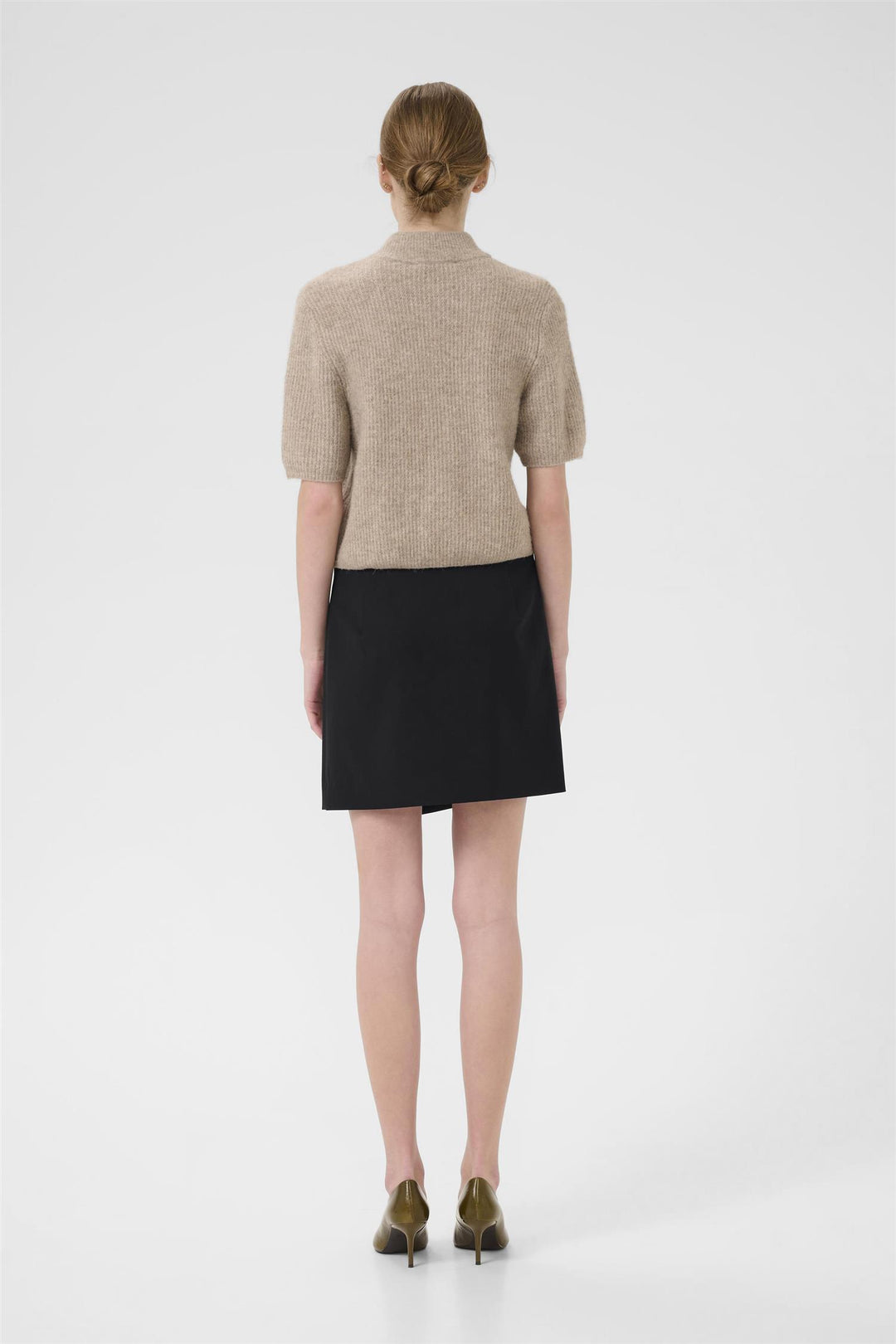 GZPAULA  MELANGE MW WRAP SKIRT  Black