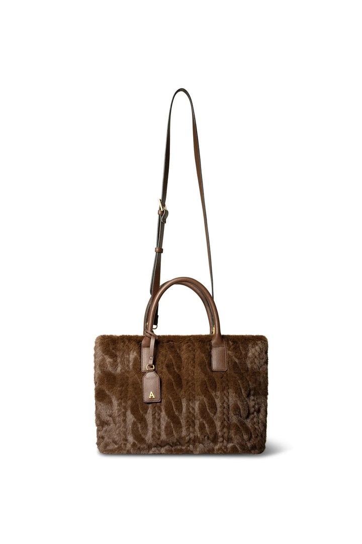 Aspen Plush Tote  Dk Brown
