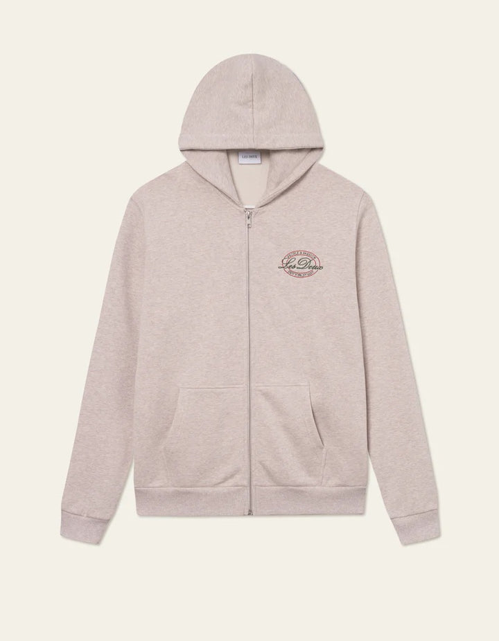 Glen Zipper Hoodie  Light Sand Melange