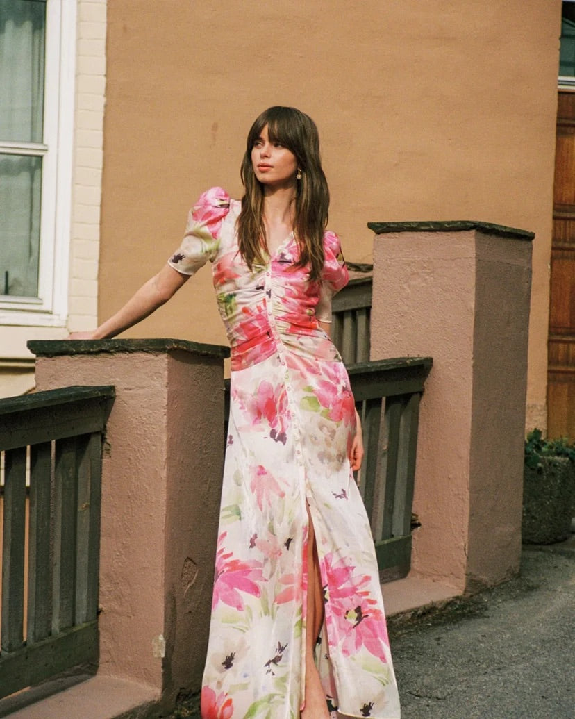 SHINY BUTTON DOWN DRESS  Soft Dew