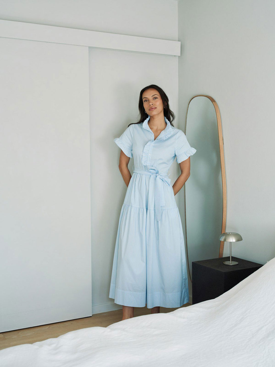 Nellie Soft Stripe Dress  Light Blue
