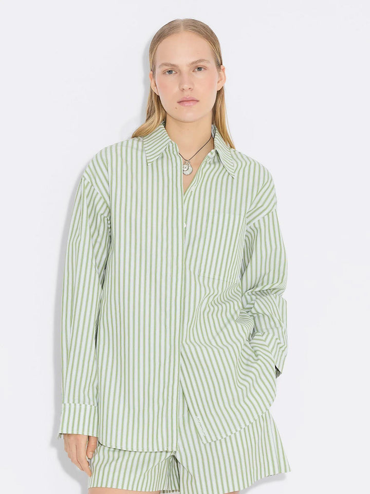 Loose Stripe Shirt  Green Stripe