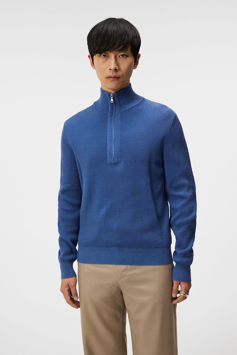 Alex Half Zip Knitted Sweater  0206 Bijou Blue