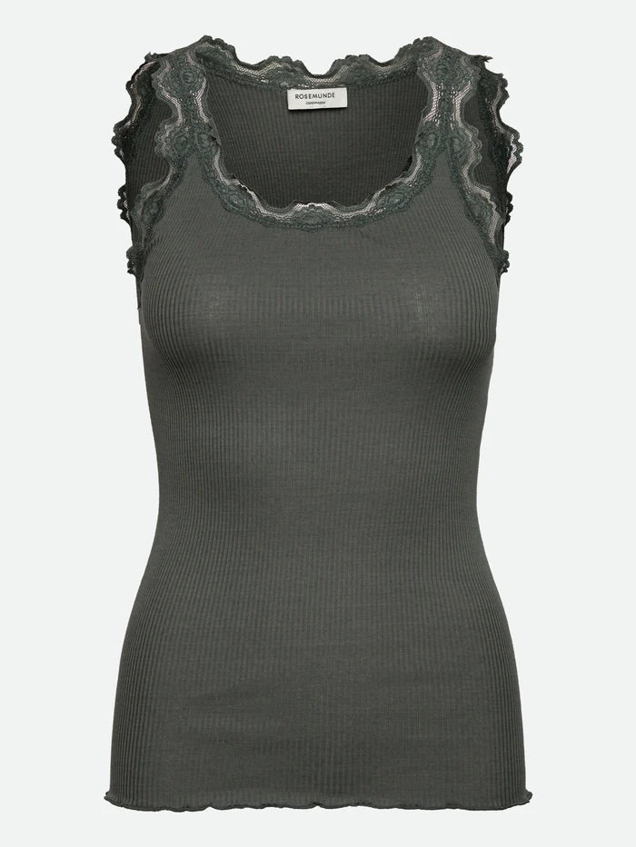 RWBabette Silk SL U-neck Lace Top  Balsam Green