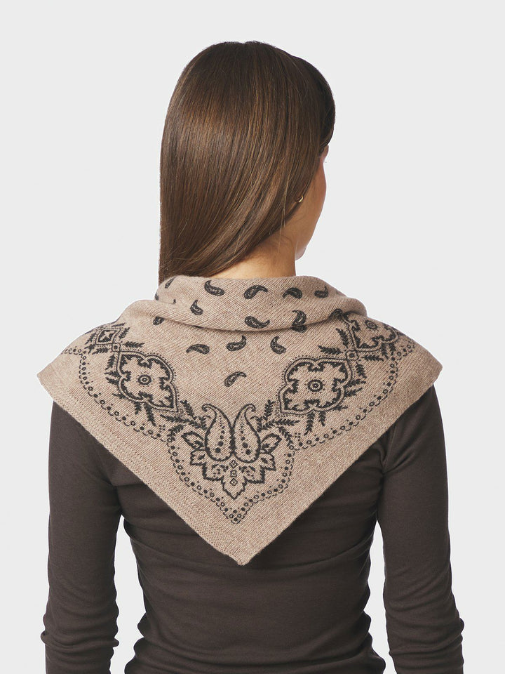 Adelina Paisley Knit Scarf  Beige Melange
