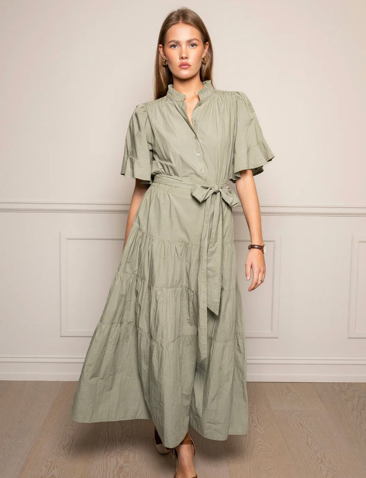 Gaia Dress  Sage Poplin