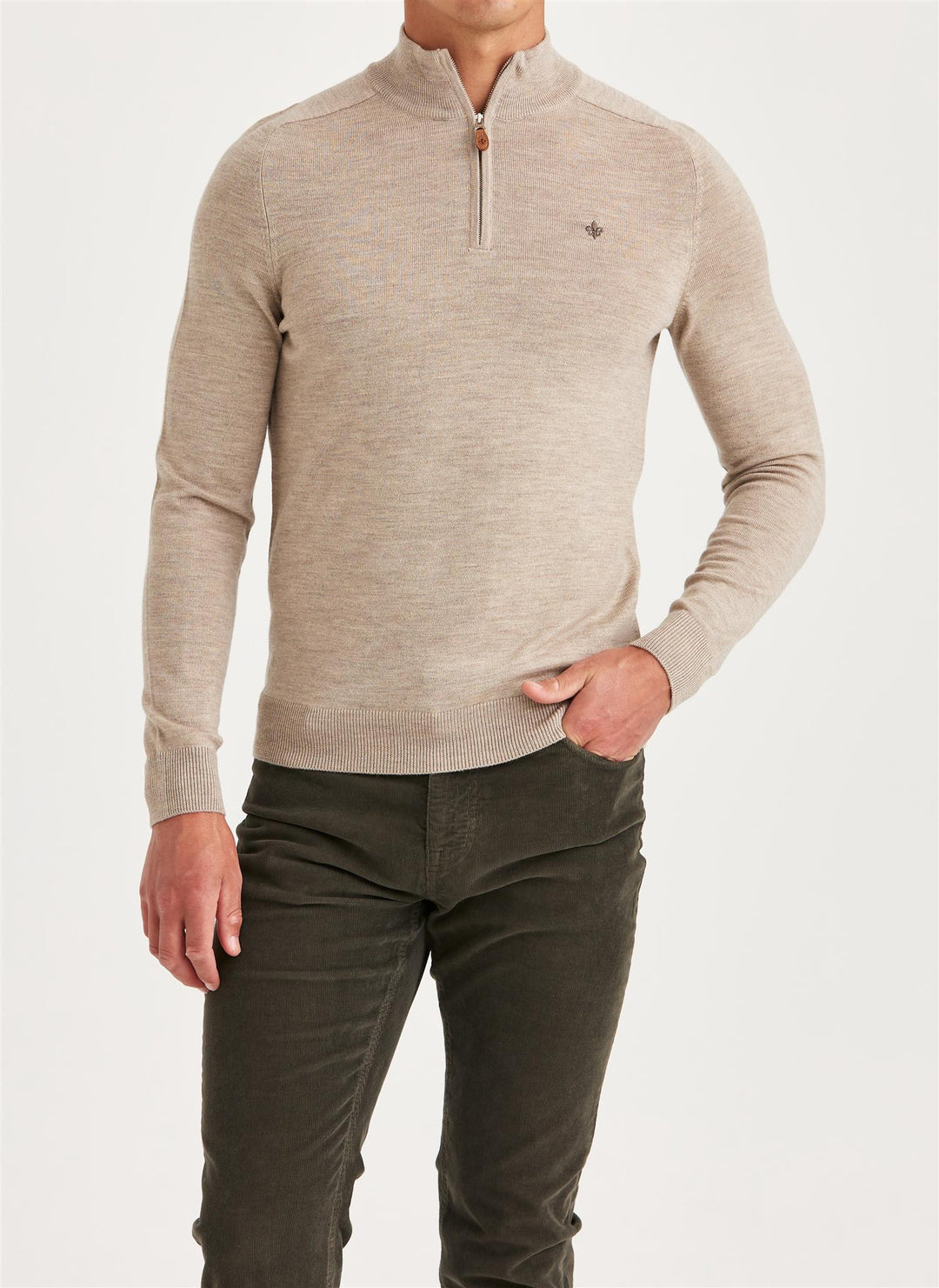 Merino John Zip  Khaki