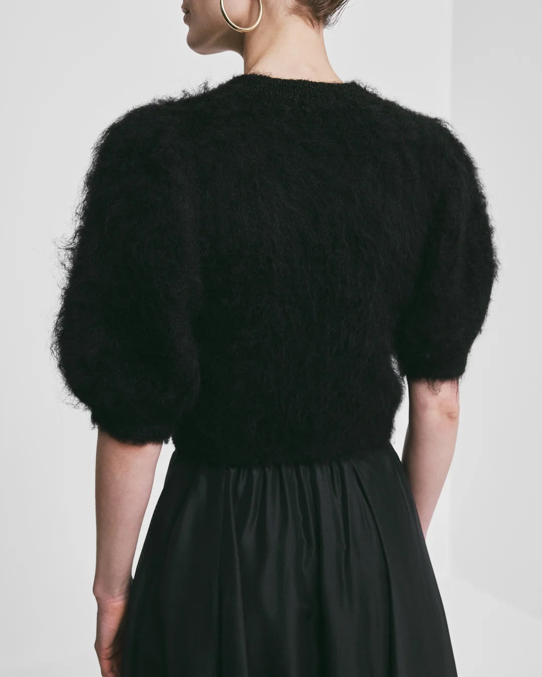 Hairy Knit Puffed Jacket  Black