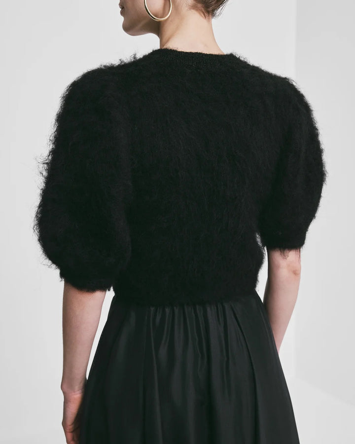 Hairy Knit Puffed Jacket  Black