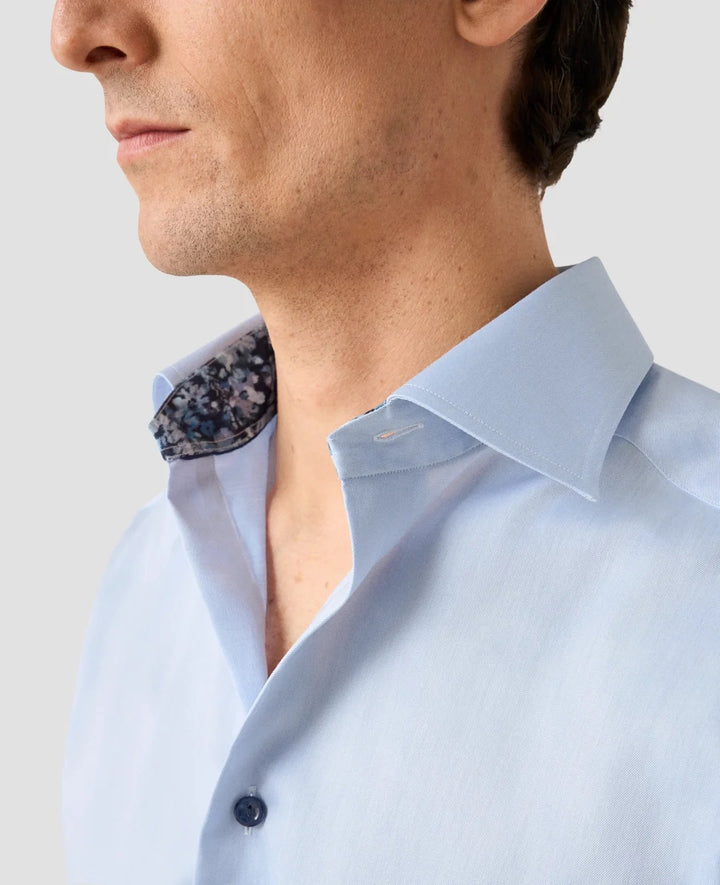 Floral Effect Signature Twill Shirt  Light Blue