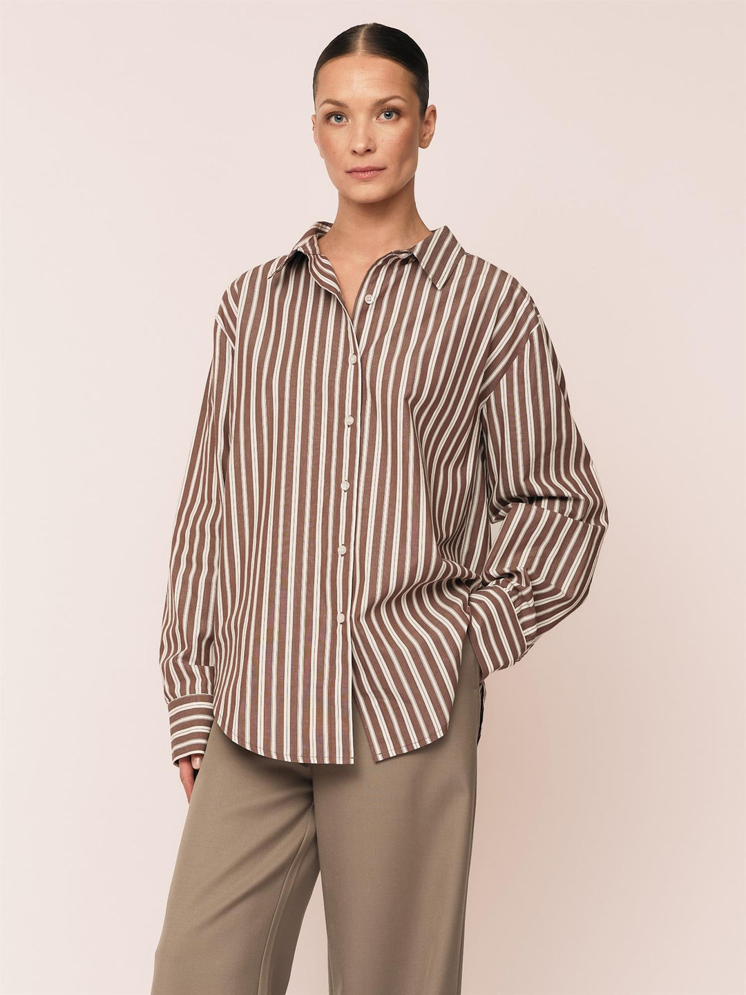 Alvi Oversized Shirt  Plum Stripe