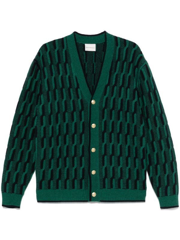 Le Cardigan Torsades Bicolore  Dark Green