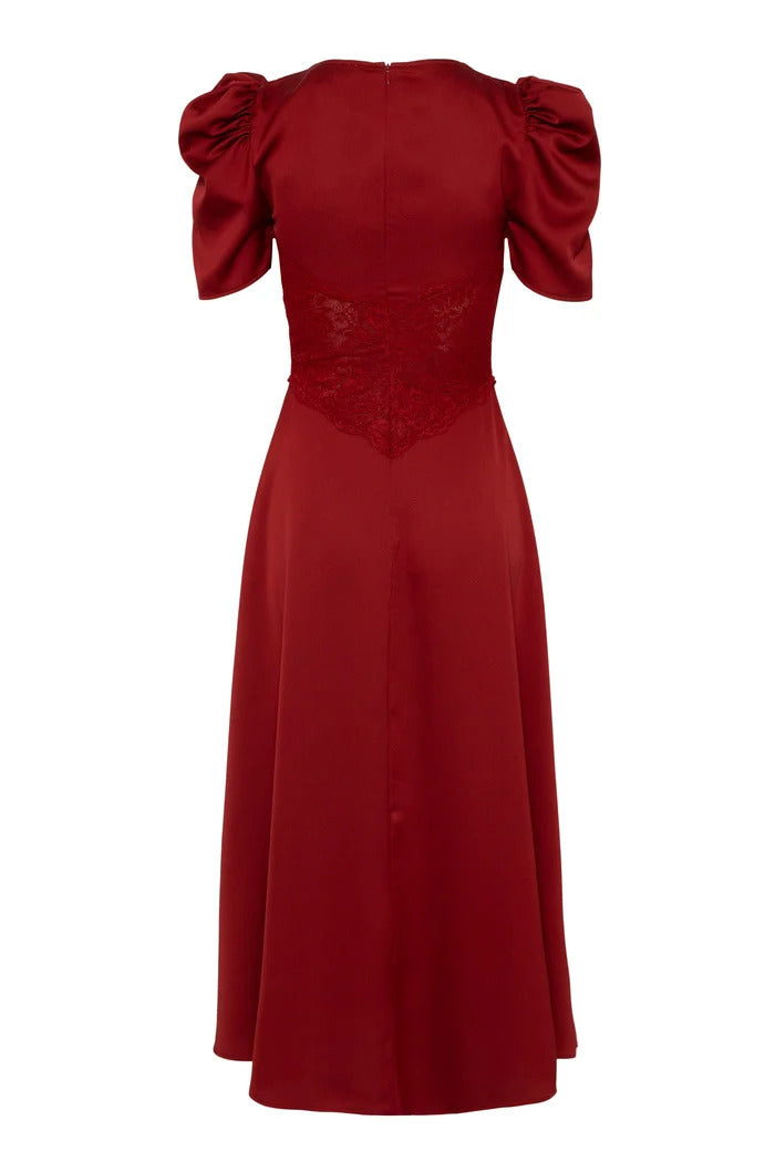 FRANCIS LACE MIDI DRESS  Red