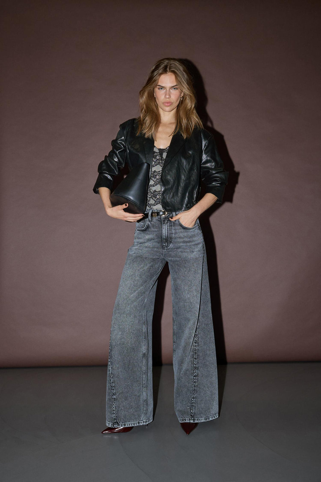 VickyCC Stone Wide Jeans Black