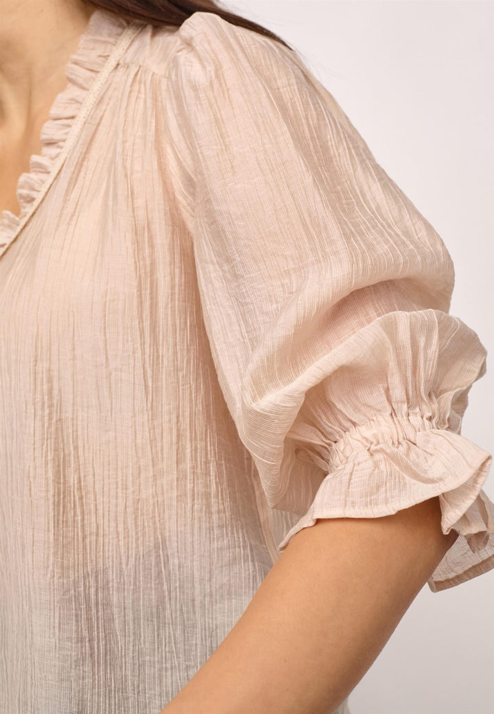 AviCC Lace SS V-Blouse  Mink