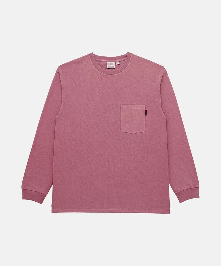 L/S POCKET TEE PIGMENT DYED  Red Pigment