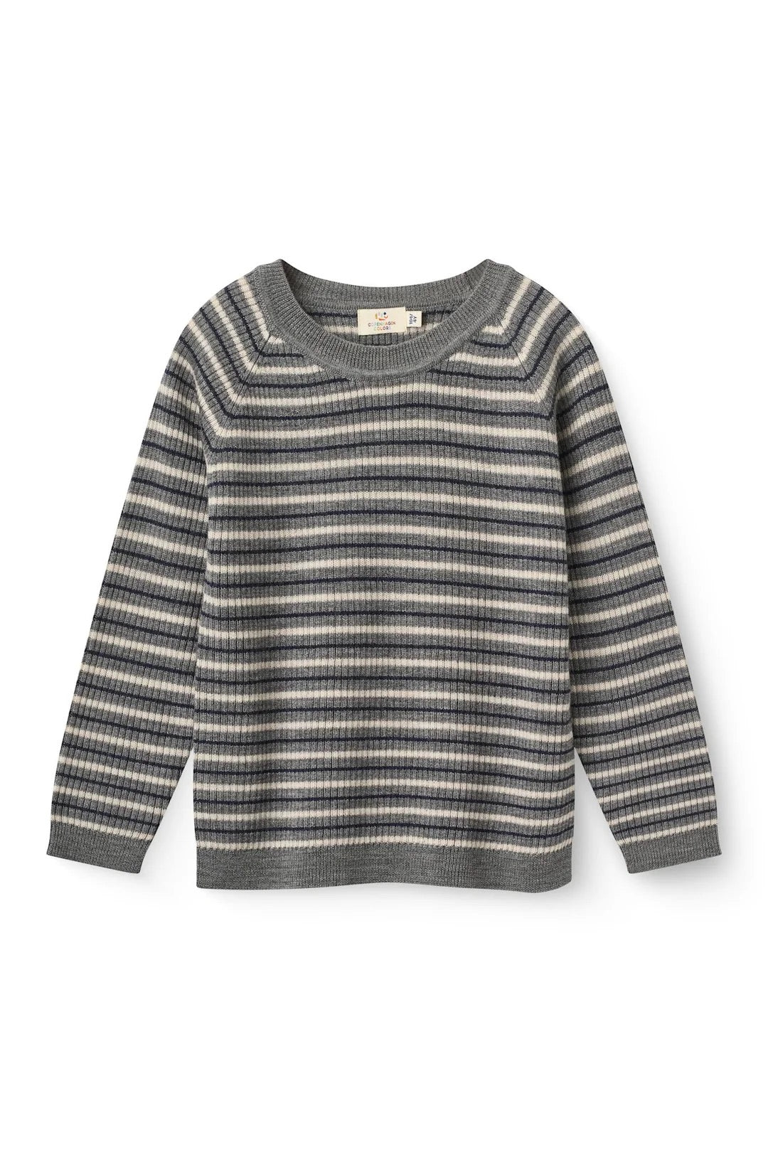 MERINO CLASSIC RIB BLOUSE  Grey Stripe