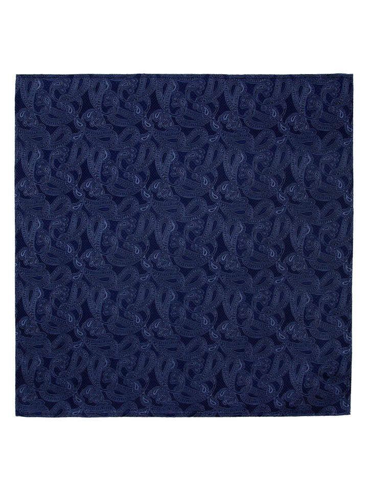 Santi silkeslips+lommetørkle mønstret  Jeans Blå