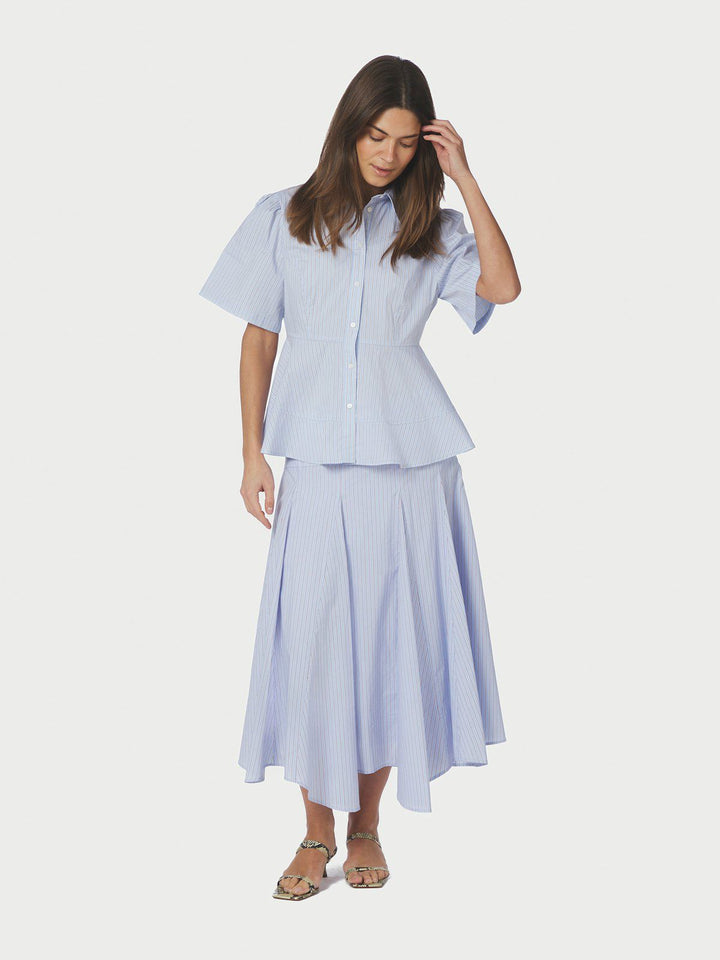 Janelle Stripe Shirt  Blue/Brown Stripe